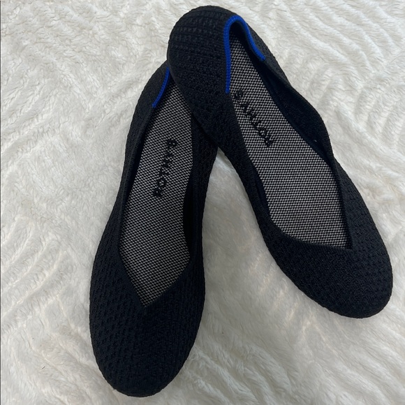 Rothy’s The Flat Honeycomb Knit Black Women’s Size 8 EUC Washable Flats - Picture 2 of 9